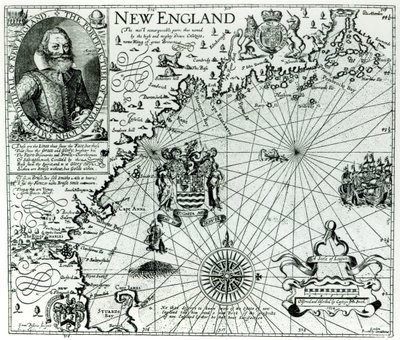 Map of the New England coastline in 1614, engraved by Simon de Passe by John Smith 2